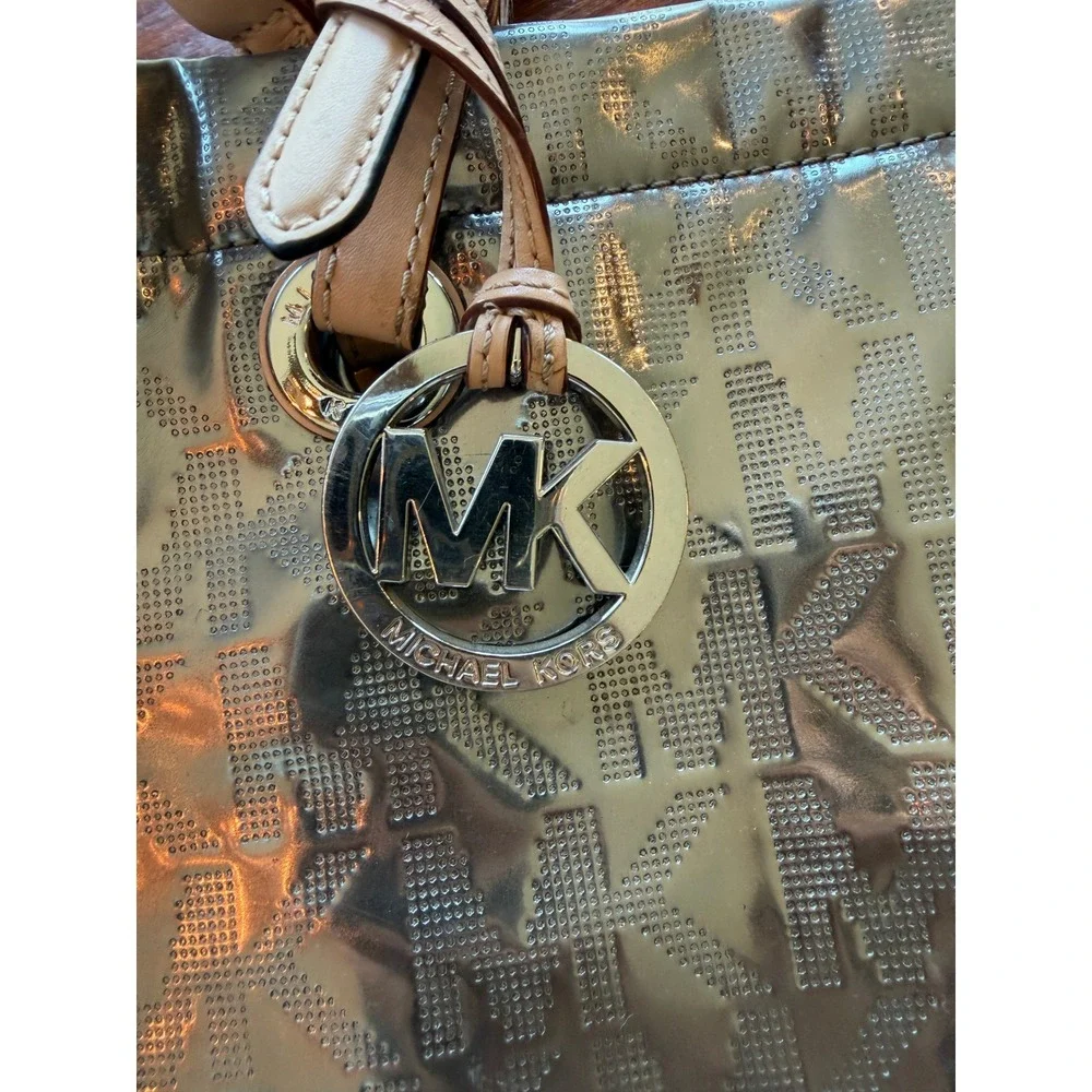 Michael Michael Kors Silver Metallic Tote Bag w/‎ Dust Bag